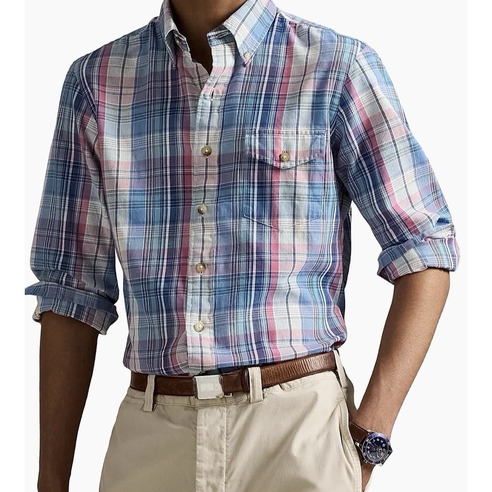 Polo Ralph Lauren Mens Shirt New XXL Blue Plaid Button Down Classic Fit